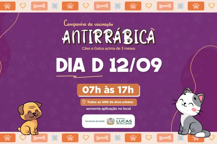 Sábado (12) é dia de vacinação contra a raiva em todas as UBSs