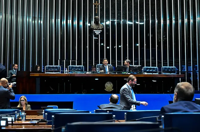O Plenário do Senado durante a sessão que aprovou o texto - Foto: Waldemir Barreto/Agência Senado