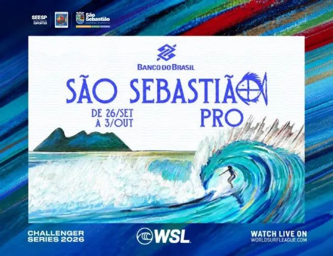 Símbolo turístico de São Sebastião ganha ilustração artesanal para pôster da etapa mundial da WSL