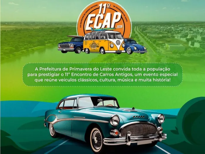 Primavera do Leste recebe 11ª edição do Encontro de Carros Antigos neste fim de semana