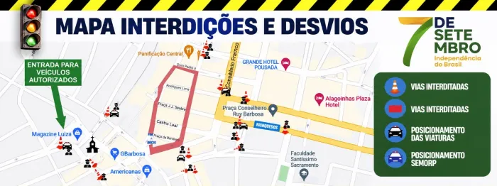 SMT divulga interdições e desvios no Centro para o desfile de 7 de Setembro