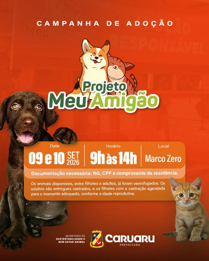 Marco Zero recebe ação da Prefeitura de Caruaru para adoção responsável de cães e gatos