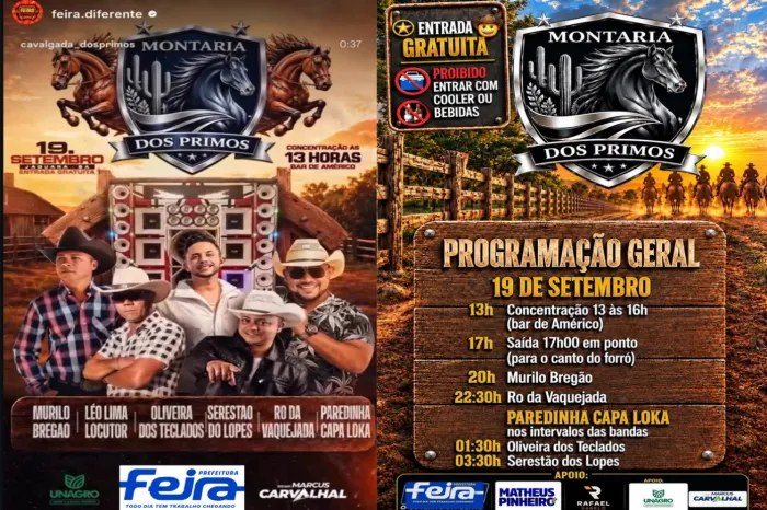 Cavalgada, trio elétrico e shows marcam primeira edição da Montaria dos Primos