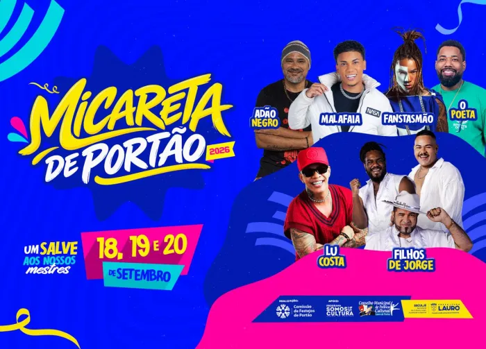 16/9/2026 - Adão Negro, Filhos de Jorge e Fantasmão agitam a Micareta de Portão de 18 a 20 de setembro