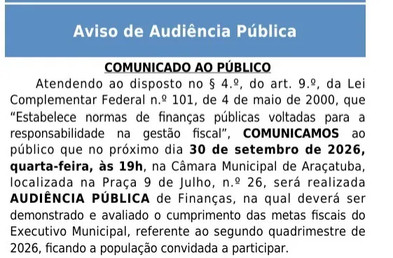 Foto: Reprodução/Prefeitura de Araçatuba - SP