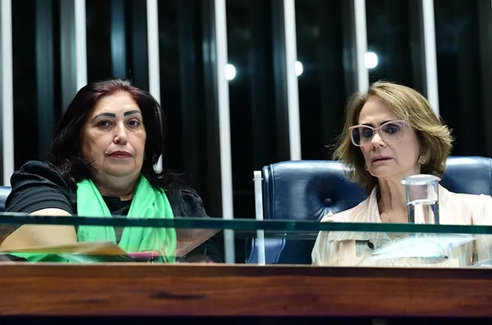 Cleunice Bohn de Lima e a presidente desta sessão, senadora Damares Alves - Foto: Geraldo Magela/Agência Senado