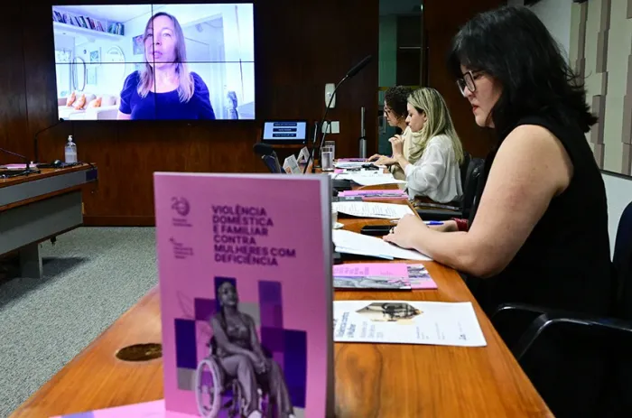 A audiência foi conduzida pela vice-presidente da CDH, senadora Mara Gabrilli (no telão) - Foto: Geraldo Magela/Agência Senado