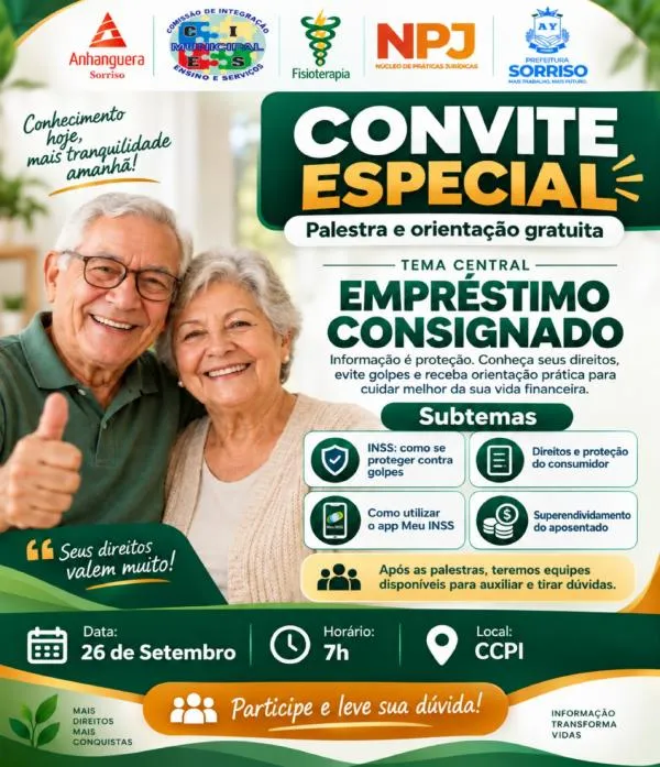 Empréstimo consignado será tema de palestras para idosos