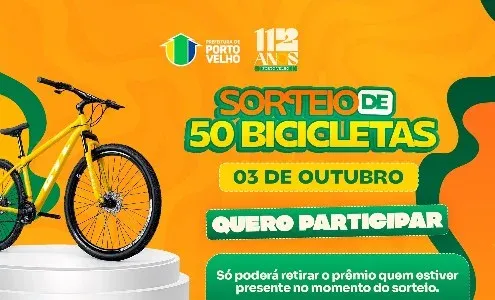 Para concorrer às bicicletas, é necessário realizar a inscrição pelo PVH+