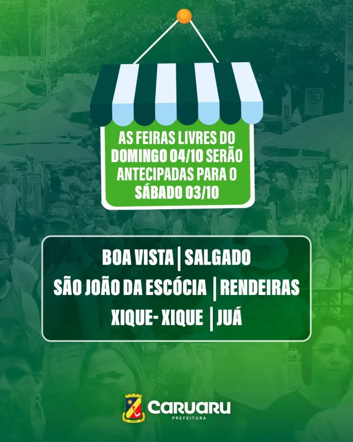 Nota Informativa – Feiras livres de bairro terão mudanças no funcionamento devido às eleições