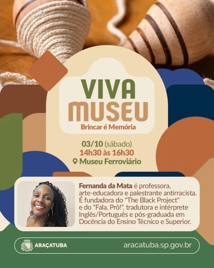 A professora e arte-educadora Fernanda da Mata conduzirá a atividades deste sábado (3) do projeto Viva Museu