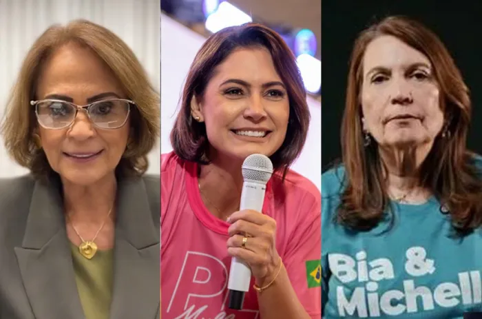 A atual senadora Damares Alves (à esq.) terá Michelle Bolsonaro (ao centro) e Bia Kicis como colegas de bancada - Foto: Arquivo pessoal