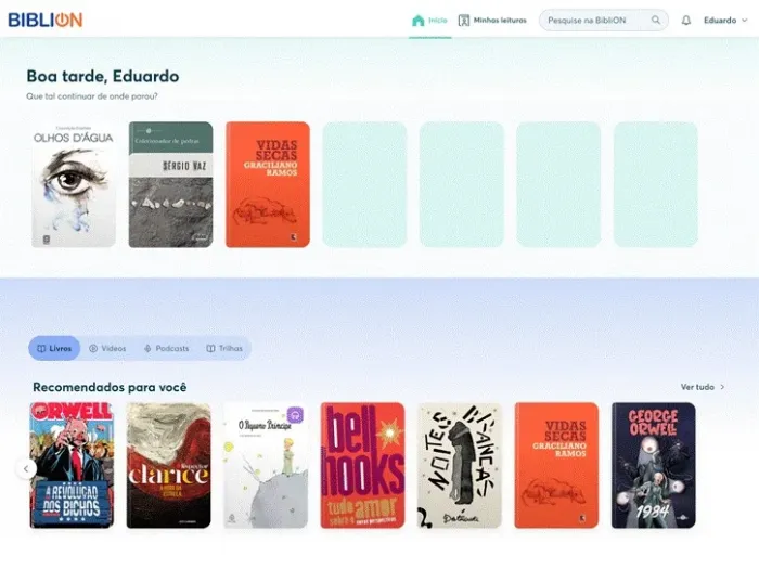 Interface nova da BibliON. Foto: Divulgação