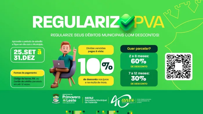 Tem dívida com a Prefeitura? Regulariza PVA oferece descontos de até 100% em juros e multas