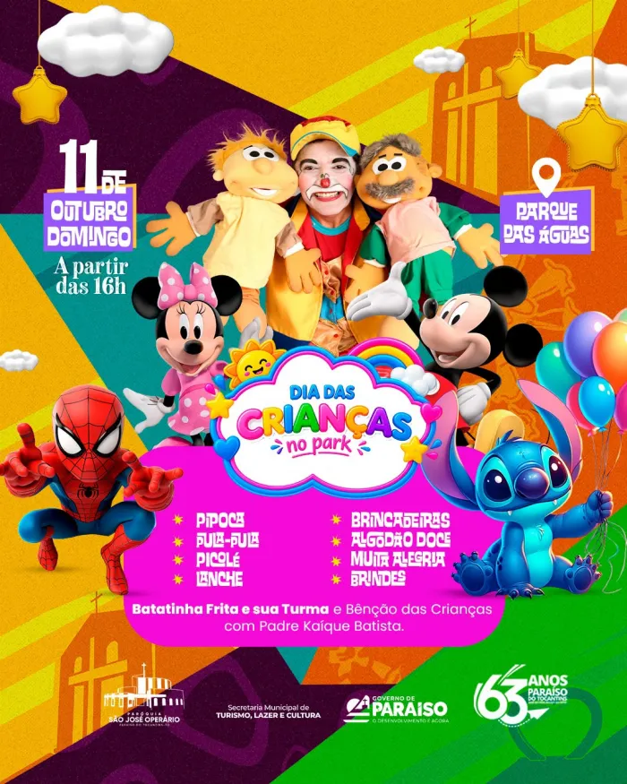 Dia das Crianças no Park terá programação especial neste domingo em Paraíso