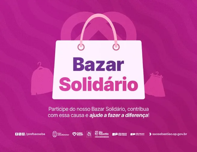 Fundo Social promove mais uma edição do Bazar Solidário na Praça Pôr do Sol, em Boiçucanga, na Costa Sul