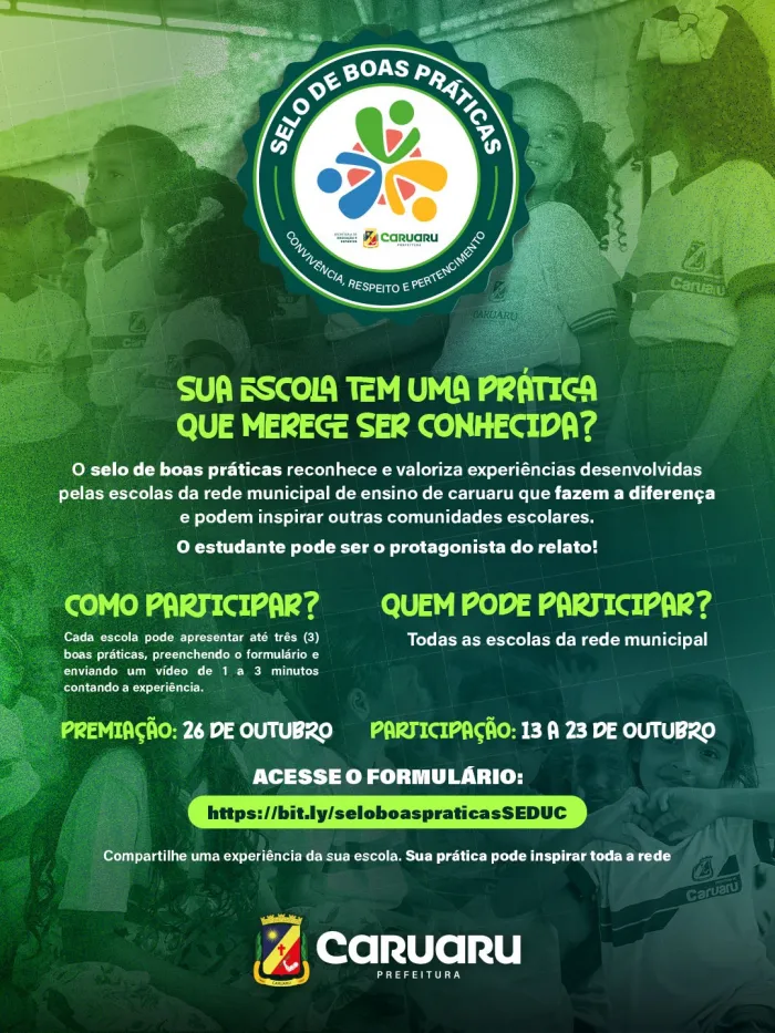 Secretaria de Educação de Caruaru lança Selo de Boas Práticas para reconhecer experiências inovadoras nas escolas municipais