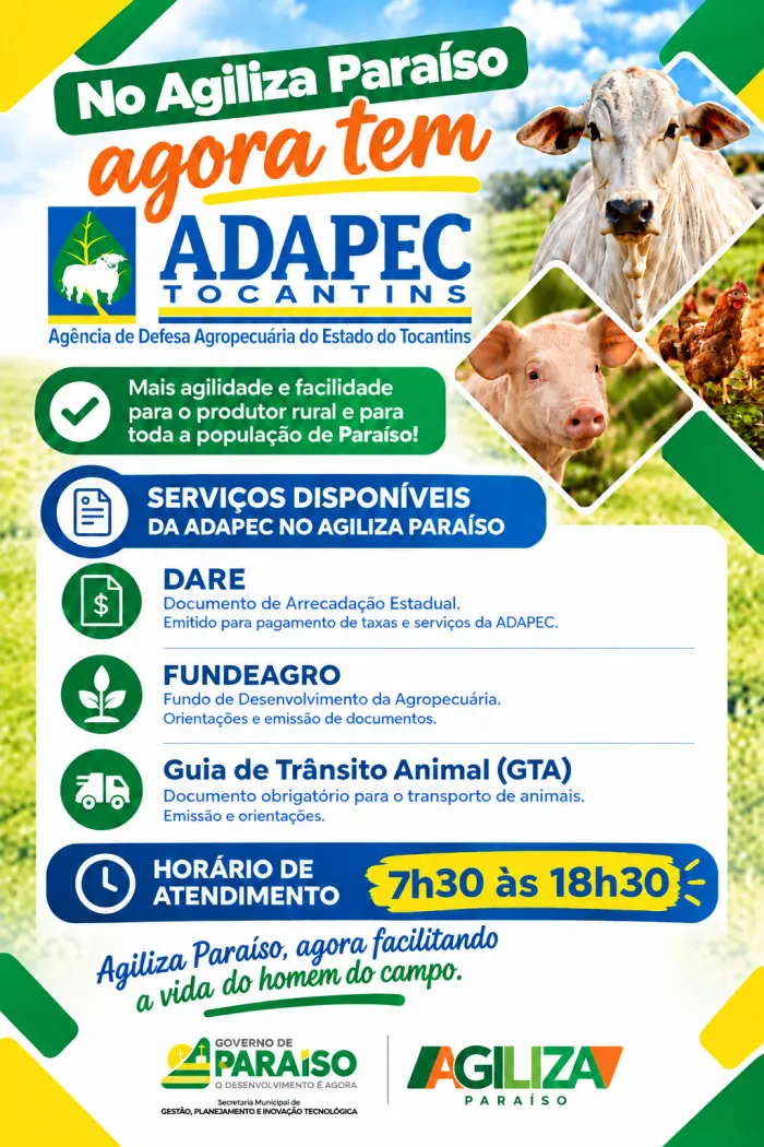 Foto: Reprodução/Prefeitura de Paraíso - TO