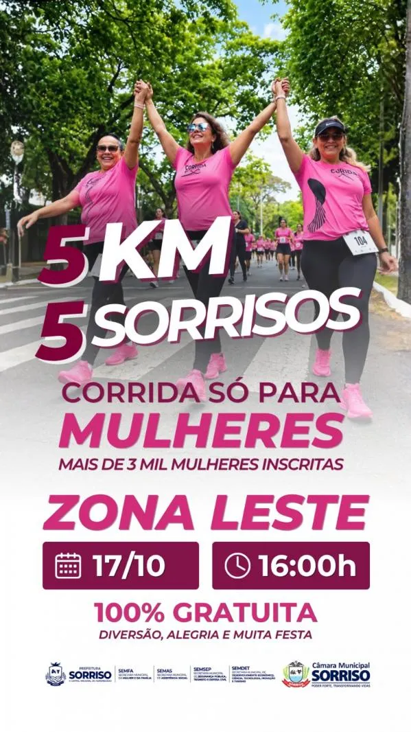 Corrida Só para Mulheres será realizada neste sábado em Sorriso