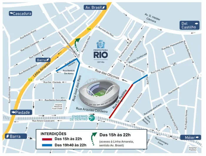 CET anuncia interdições no Engenho de Dentro para jogo Botafogo x Chapecoense