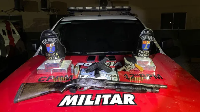 Militares do 12º BPM prendem “GG” com 10 kg de cocaína e três armas de fogo