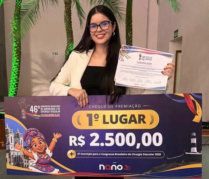Estudante de Medicina da Uncisal conquista o 1º lugar no 46º Congresso Brasileiro de Cirurgia Vascular