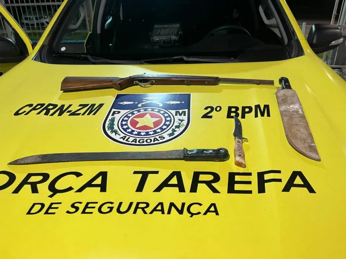 PM apreende armas e recupera veículo roubado em três municípios