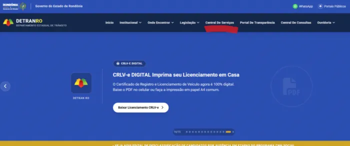 Por meio da Central de Serviços do Detran-RO, o cidadão consegue resolver pendências diretamente pelo celular ou computador, sem a necessidade de deslocamento para atendimento presencial