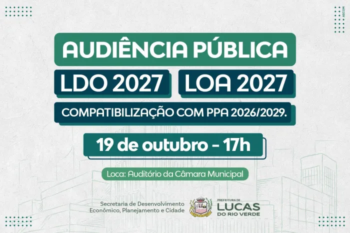 Orçamento para 2027 será apresentado em audiência pública nesta segunda (19)