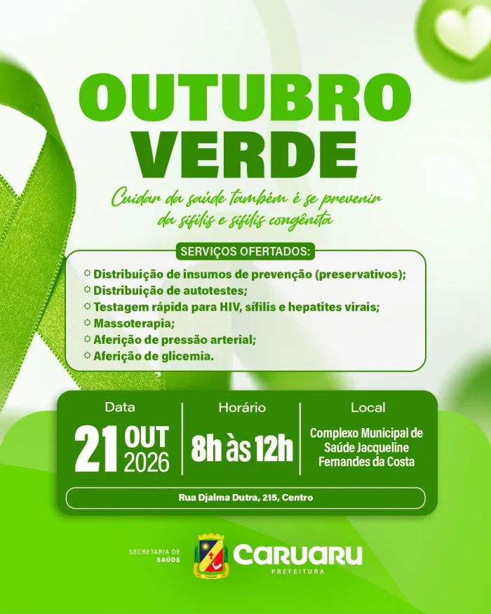 Prefeitura de Caruaru realiza ação de conscientização e prevenção à sífilis nesta quarta-feira (21)
