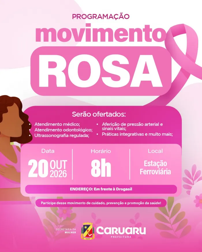 Prefeitura de Caruaru realiza Movimento Rosa nesta terça-feira (20) na Estação Ferroviária