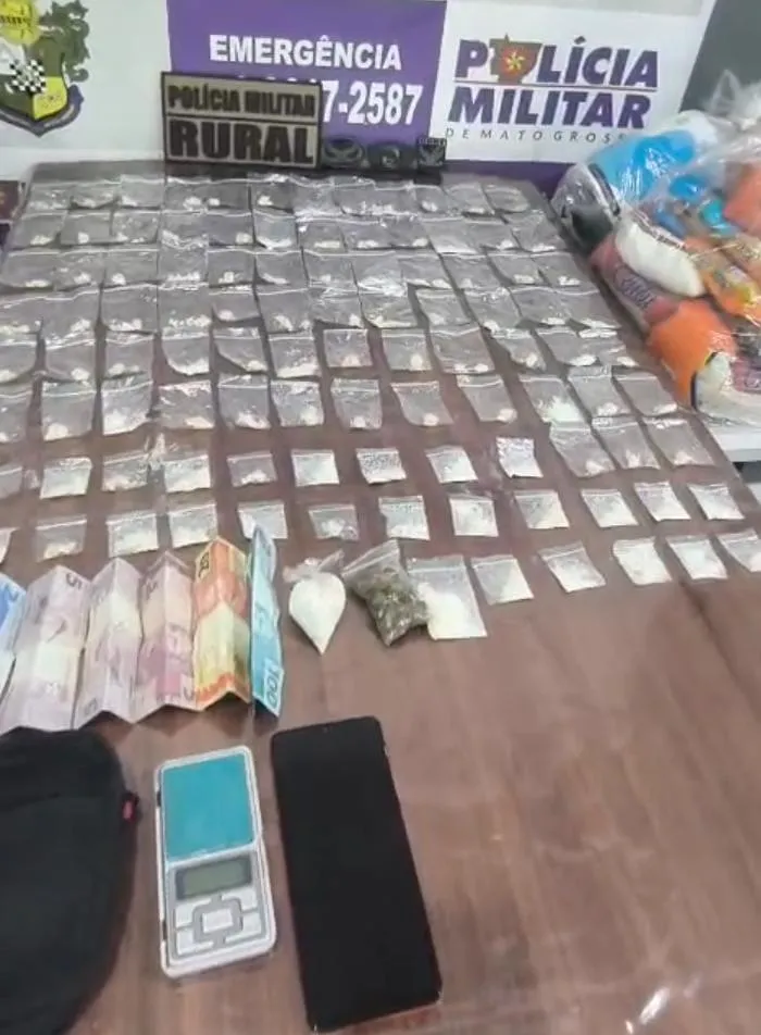 Patrulha Rural apreende 102 porções de drogas e prende faccionado por tráfico em Guiratinga