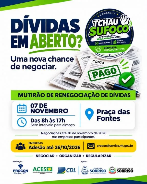 Campanha Tchau Sufoco terá Dia D em 7 de novembro