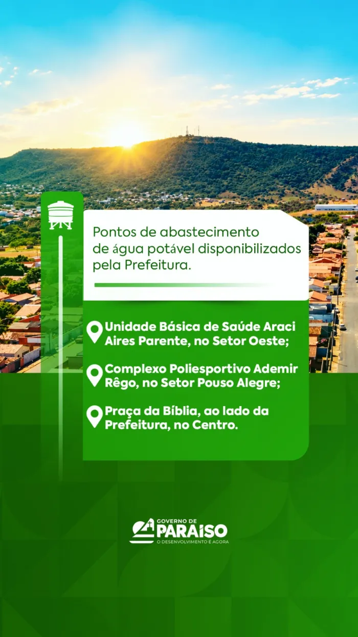 Paraíso amplia acesso à água potável com mais três pontos de distribuição 24 horas 
