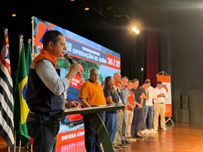 A oficina reúne representantes das Defesas Civis dos 39 municípios da região metropolitana de São Paulo para capacitação e integração das equipes Foto: Divulgação/Governo de SP
