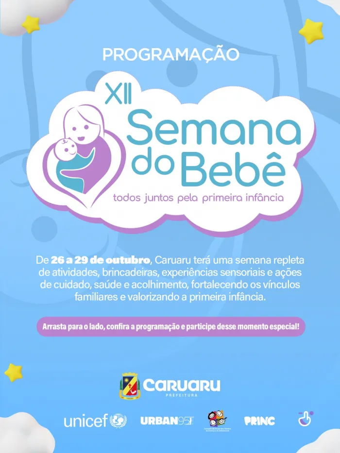 Prefeitura de Caruaru promove Semana do Bebê com ações intersetoriais de cuidado e desenvolvimento infantil