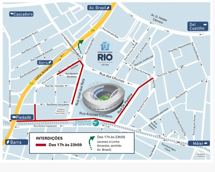 CET-Rio implanta operação de trânsito para Vasco e Flamengo, no Estádio Nilton Santos